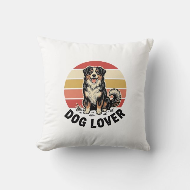 Coussin Conception de coucher de soleil de chien mignon de (Recto)
