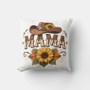 Coussin Conception de cowgirl tournesol maman western