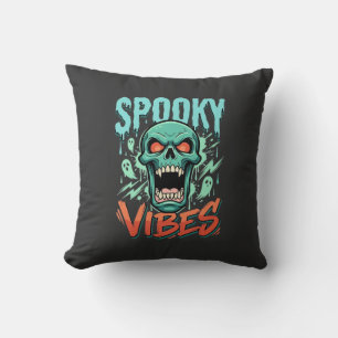 Coussin Conception de crâne de fantôme Halloween Vibes eff
