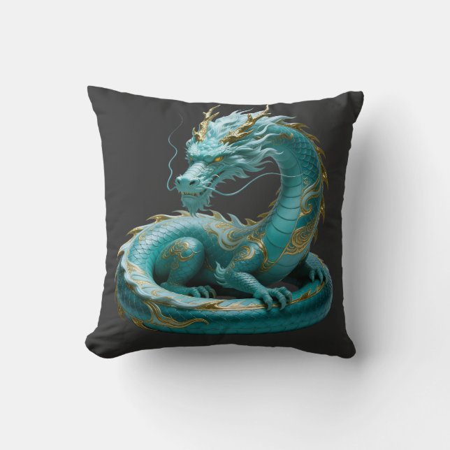 Coussin Conception de fantasy artistique de dragon vert do (Recto)