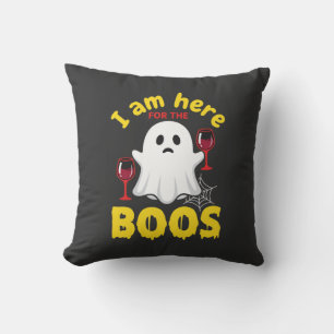 Coussin Conception de fantôme de vin d'Halloween Boos