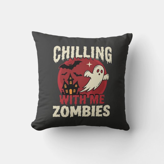 Coussin Conception de fantôme de zombies passant Halloween (Recto)