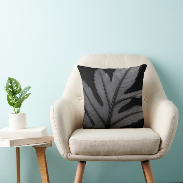 Coussin Conception de feuille en gras noir (Chaise)