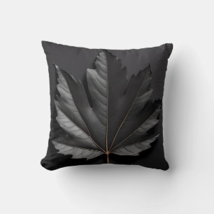 Coussin Conception de feuille en gras noir
