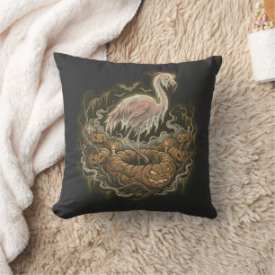 Coussin Conception de flamant rose effrayant pour Hallowee