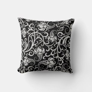 Coussin Conception de fleurs de dalmatien noir mignon