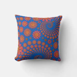Coussin Conception de fleurs orange et bleu