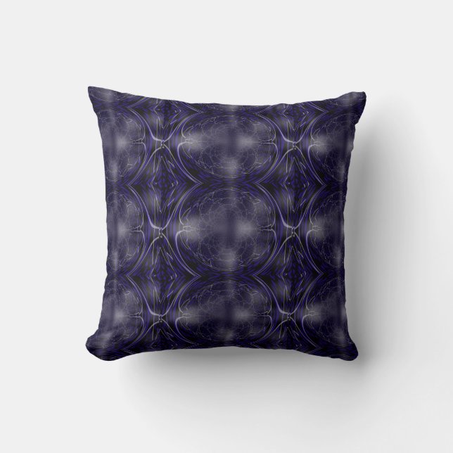Coussin Conception de fractale bleu profond étourdissante (Recto)