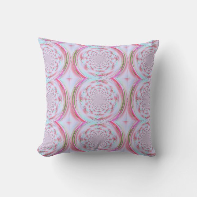 Coussin Conception de fractale de couleurs douces (Recto)