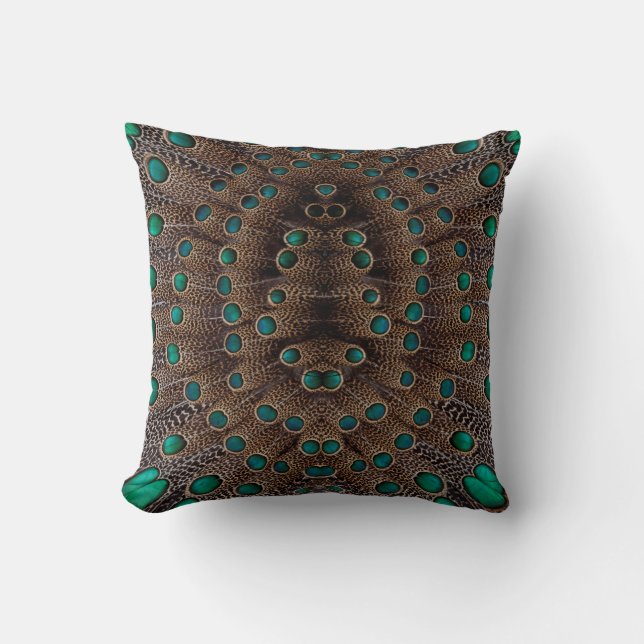 Coussin Conception de fractale de plume de faisan (Recto)