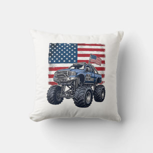 Coussin Conception de gravure vintage de camion monstre pa