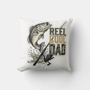 Coussin Conception de gravure vintage de pêche à la basse 