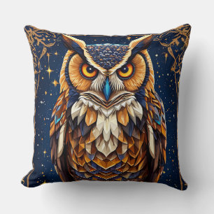 Coussin Conception de hibou géométrique avec des détails a