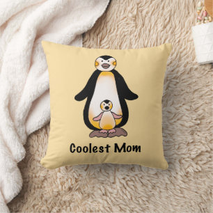Coussin Conception de la famille de manchots de la maman l
