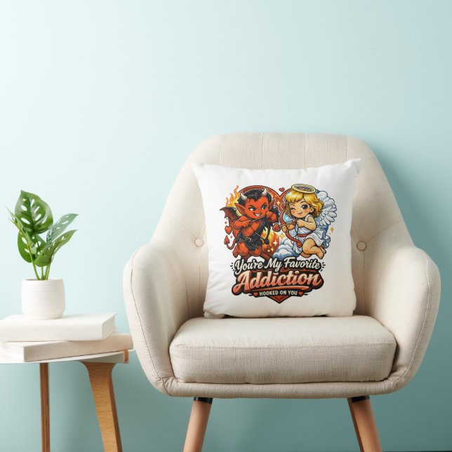 Coussin Conception de la Saint-Valentin du diable et de l' (Chaise)