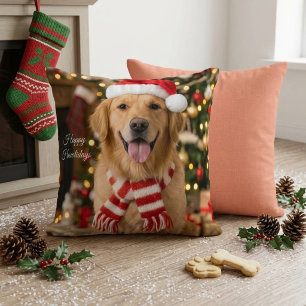 Coussin Conception de l'empreinte de patte de Noël de Retr
