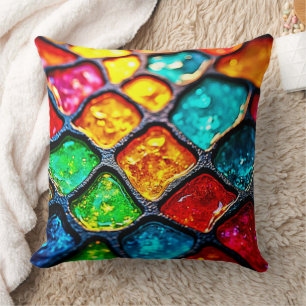 Coussin Conception de lueur d'art en verre coloré teinté d