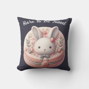 Coussin Conception de macaron de lièvre personnalisé pour