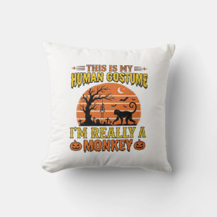 Coussin Conception de maillot de costume humain singe drôl