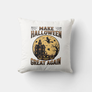 Coussin Conception de maison hantée Halloween Vintage Grea
