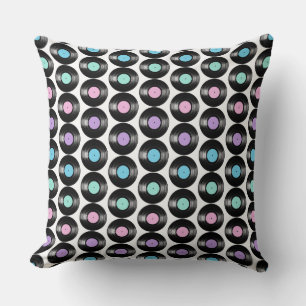 Coussin Conception de motif coloré de disques vinyles rétr