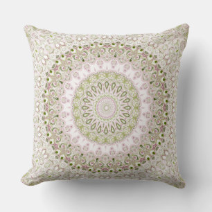 Coussin Conception de motif de mandala floral rose et vert