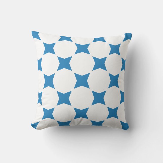Coussin Conception de motif en étoile bleu pastel royal et (Recto)