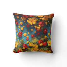 Conception de motif floral jaune et rouge vibrant