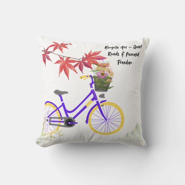 Coussin Conception de motivation de bicyclette florale (Recto)