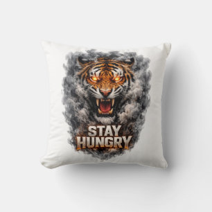 Coussin Conception de motivation de tigre affamé