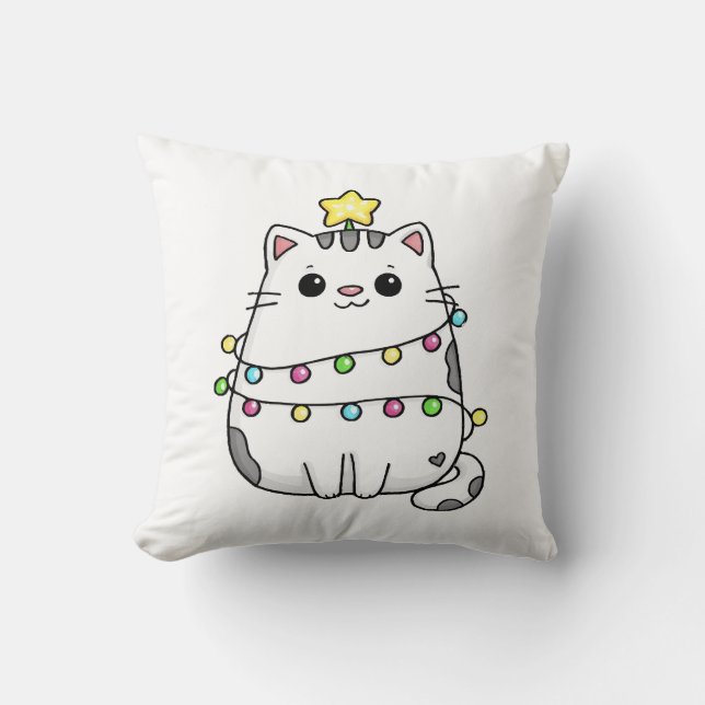 Coussin Conception de Noël de chat mignon  (Recto)