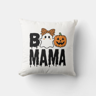 Coussin Conception de noeud de fantôme de pumpkin de Maman