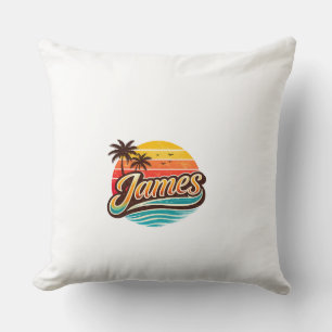 Coussin Conception de nom tropical au coucher du soleil ré