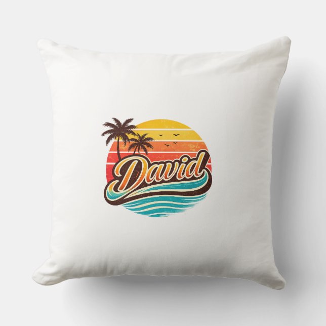 Coussin Conception de nom tropical David Retro Sunset (Recto)