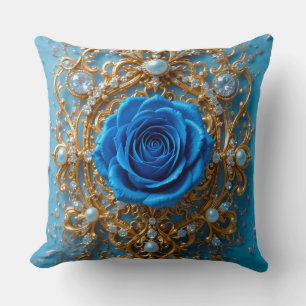 Coussin 💙 Conception de perle de rose bleue pour intérieu