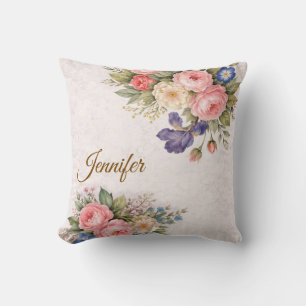 Coussin Conception de rose florale personnalisée vintage r