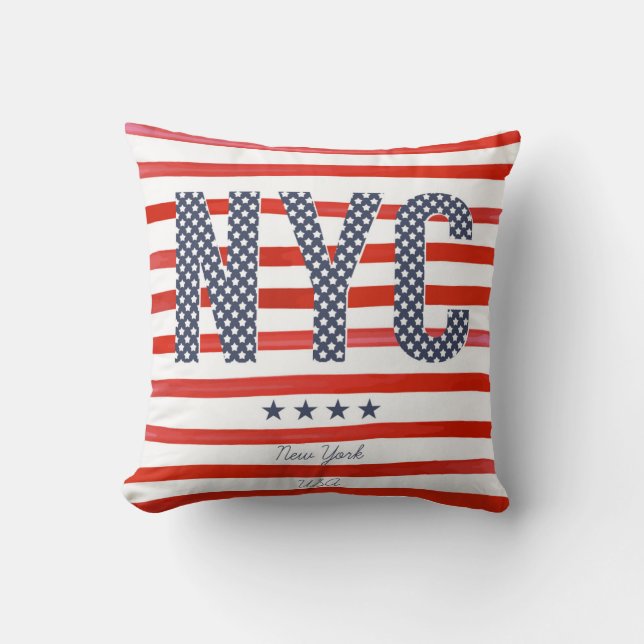 Coussin Conception de rouge de NYC |, blanche et bleue (Recto)