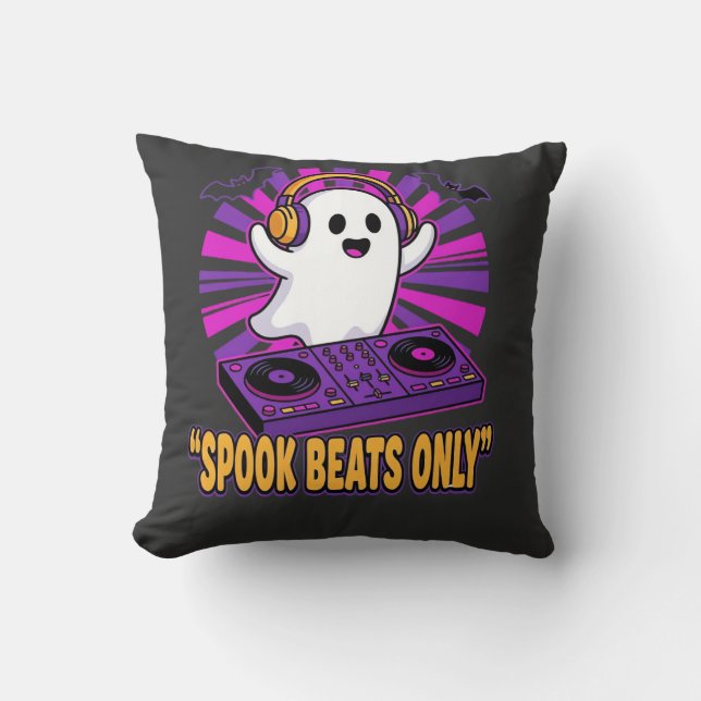 Coussin Conception de rythmes Halloween DJ fantôme effraya (Recto)