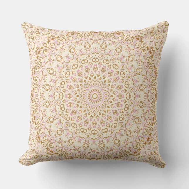 Coussin Conception de symétrie moderne rose et or (Recto)