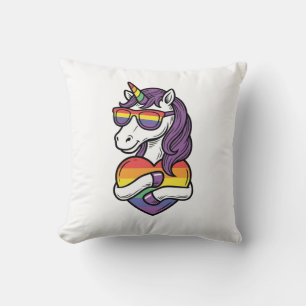 Coussin Conception de T-shirt de fierté de coeur de licorn