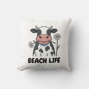 Coussin Conception de T-Shirt de gravure vintage de vache
