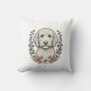 Coussin Conception de T-Shirt de Portrait de Chien Bouclé