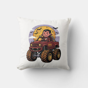 Coussin Conception de T-shirt Halloween de camion monstre 