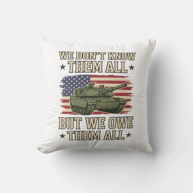 Coussin Conception de T-shirt patriotique de char de souve (Recto)