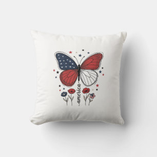 Coussin Conception de T-shirt vintage papillon patriotique