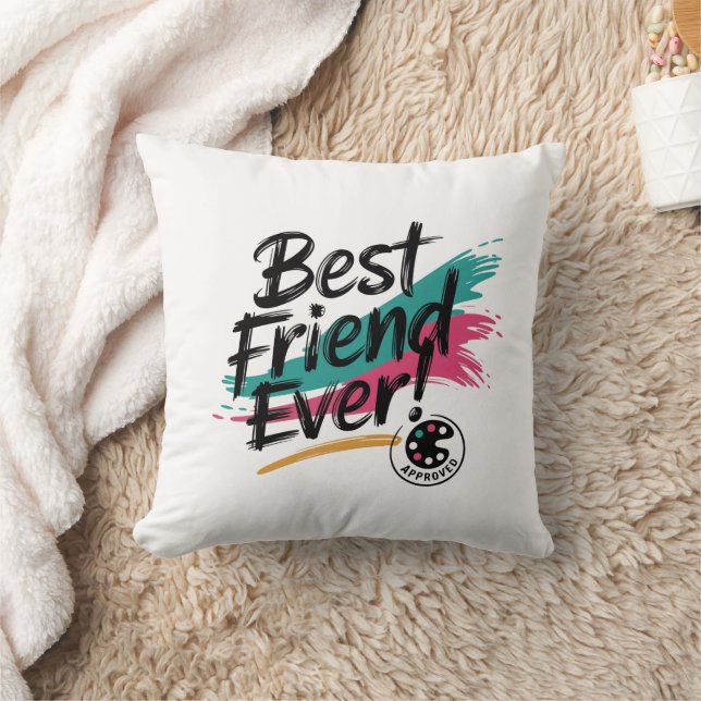 Coussin Conception de texte approuvée par le meilleur ami (Couverture)