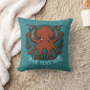 Coussin Conception de texte personnalisée Grand Octopus Ro