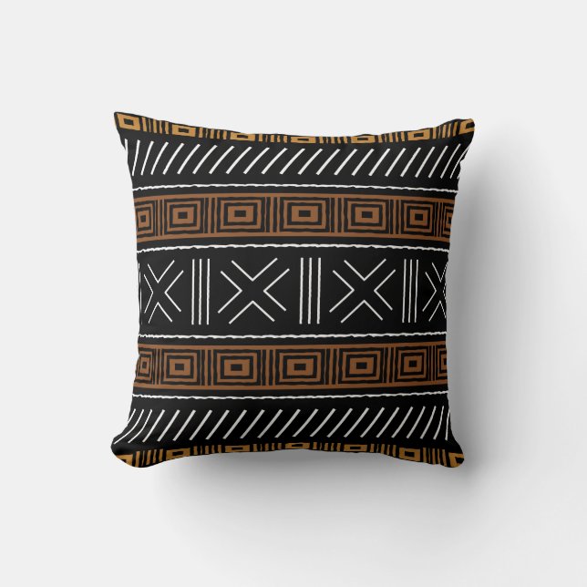 Coussin Conception de tissu de Bogolan en toile de boue af (Recto)