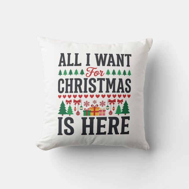 Coussin Conception de typographie de vacances de cadeaux d (Recto)