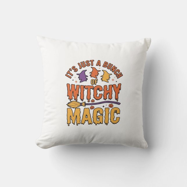 Coussin Conception de typographie Halloween magique ensorc (Recto)